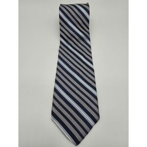 Express Design Studio Blue White Striped Italian Silk Tie 60" x 3.5" NWOT